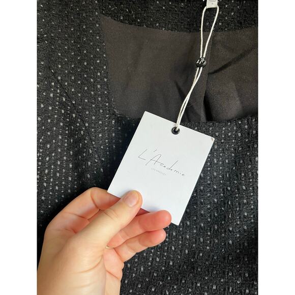 NWT L'Academie The Estelle Mini Dress in Black Tweed - Picture 9 of 11